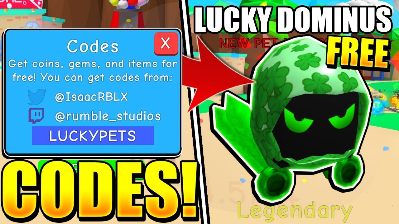 Legendary Lucky Dominus Codes In Bubble Gum Simulator Update Roblox Youtube - how to get free dominus pet code 2019 roblox new intro by
