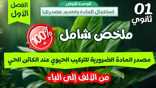واخيرا🔥اقوى ملخص شامل حول مصدر المادة الضرورية للتركيب الحيوي |اولى ثانوي|مراجعة للفرض والاختبار