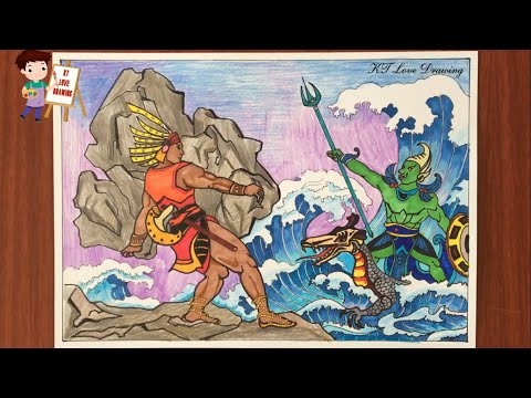 Video Vẽ tranh truyện cổ tích Sơn Tinh Thủy Tinh / Vẽ tranh... - youtube
