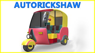 Cartoon Auto Toy | Auto Rickshaw Kids Video | Colourful Tuktuk Animation for Children