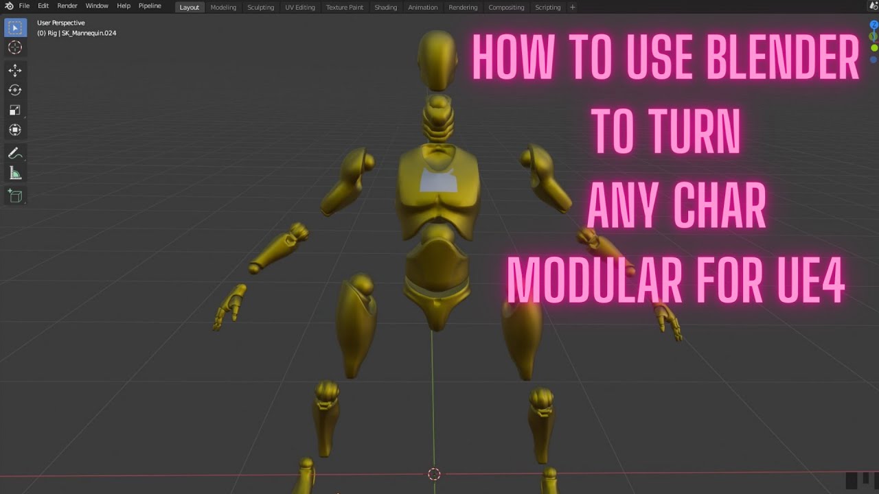 Using Blender to make a char Modular for Unreal Engine - YouTube