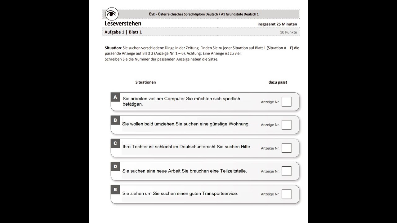 Leseverstehen A1 übungen Mit Lösungen Pdf www.youtube.com
