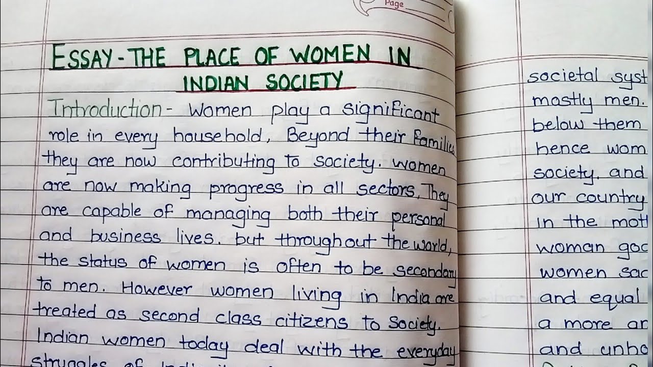 Write essay on The place of women in Indian society | Essay on Problem ...