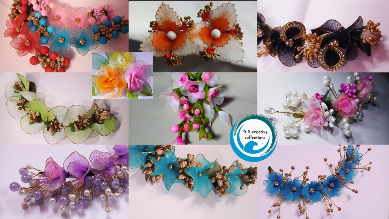 How to make hair brooch 9 amazing Stocking flowers Making Stocking ...