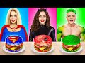 Superhero Chocolate Food Challenge | Eating Hero VS Real Food for 24 HRS! Mukbang by RATATA YUMMY