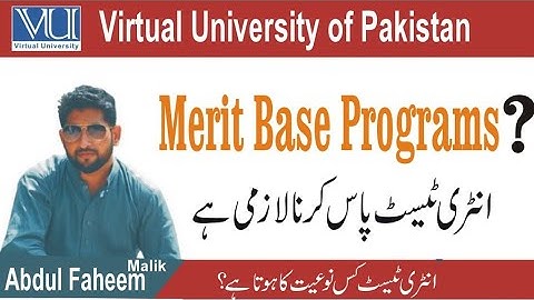 VU Merit Base Study Programs | VU Merit | VU entry test | VU entry Test Preparation