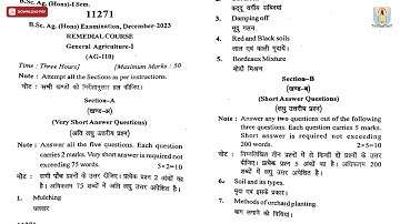 BSC 1ST SEM AG REMEDIAL GENERAL AGRICULTURE 1ST DEC 2023 | CCSU