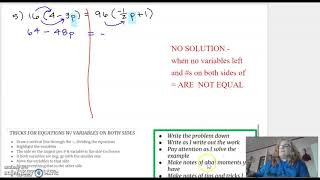 LIVE CLASS NOTES Example #5 1-3 Solving Equations w Variable
