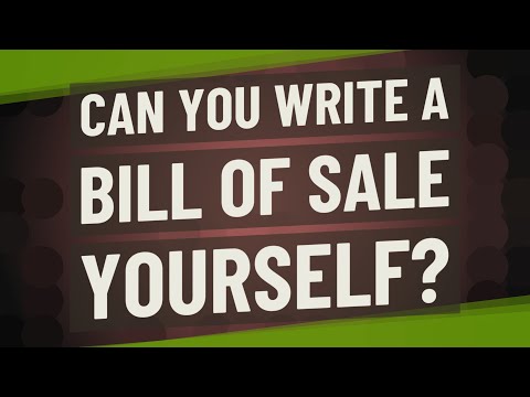 Can I Write My Own Bill Of Sale