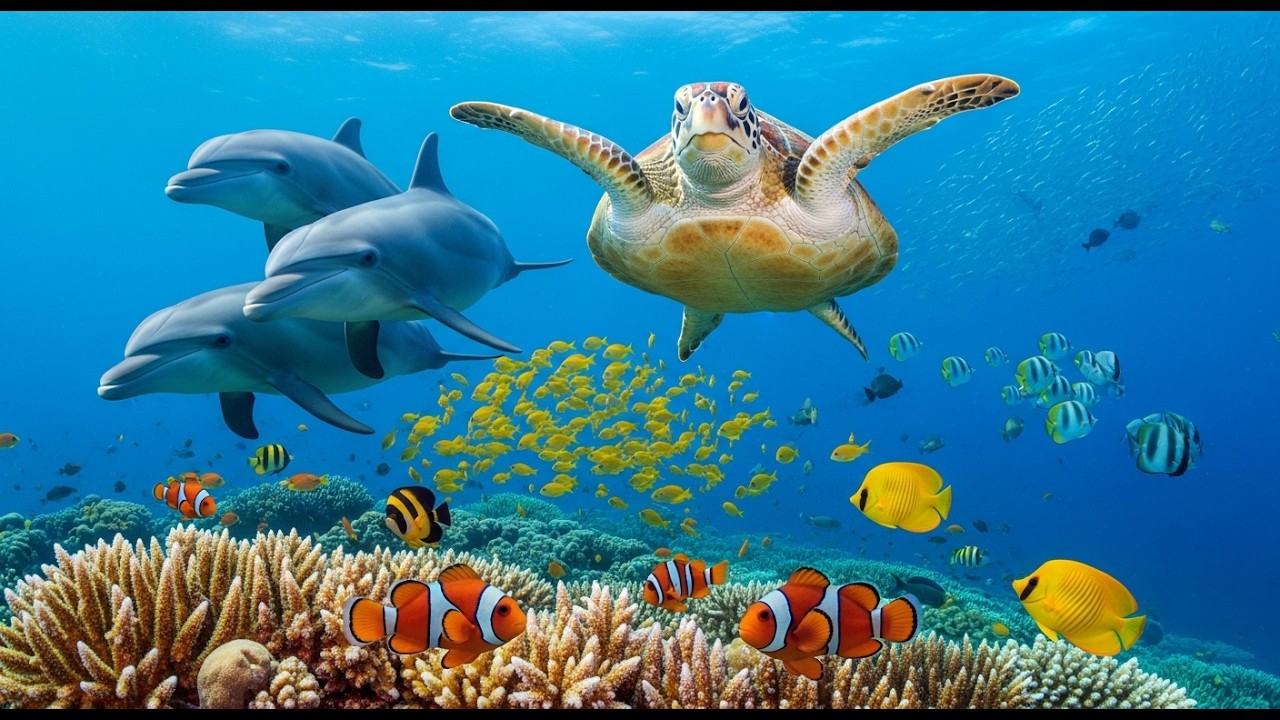 Aquarium 4K Ultra HD   Vibrant Reef Fish and Calm Ambient Music for Deep Sleep