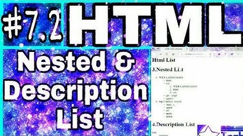 7.2: HTML LISTS NESTED  LIST | HTML TUTORIAL FOR BEGINNERS | STAR TECH OFFICIAL