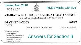 Zimsec November 2010, Maths Paper 2, Solutions for Section B