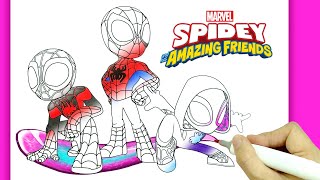 [ SPIDEY ] Spider-man Peter Parker Miles Morales Gwen Stacy Spidey and His Amazing Friends Coloring screenshot 5