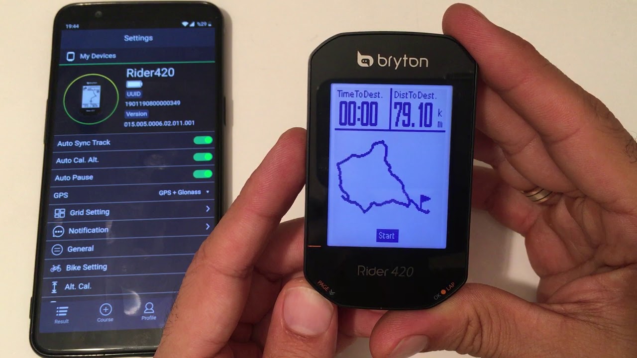 Bryton Rider 420 Device and Phone Settings