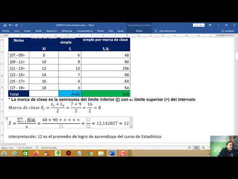 Media aritmética para datos agrupados