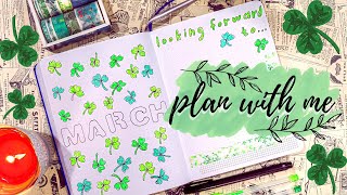 PLAN WITH ME MARCH 2021 🍀🍀🍀: green clover theme bullet journal setup