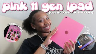 PINK 11TH GEN IPAD (unboxing + setup)