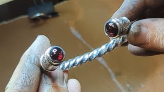 Making a Heavy Sterling Silver Torc Bracelet Set With Garnets by Kellick Forge 86 views 5 months ago 1 minute, 30 seconds