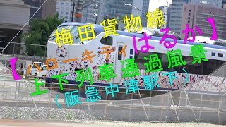 梅田貨物線【ハローキティはるか 上下列車通過風景（阪急中津駅下）】