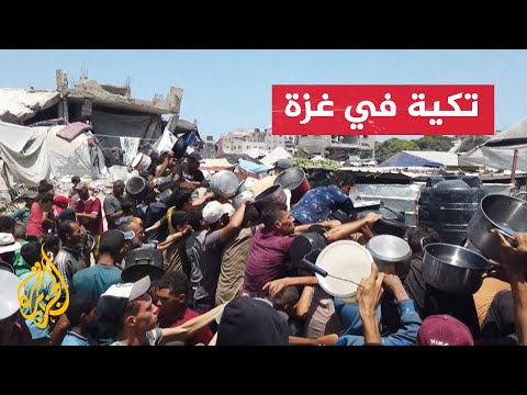 طوابير أمام تكية خيرية في مدينة غزة