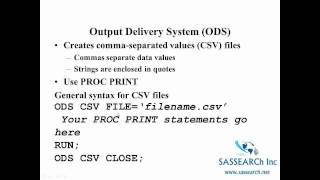 How to use SAS - Lesson 2 - Exporting Data Content