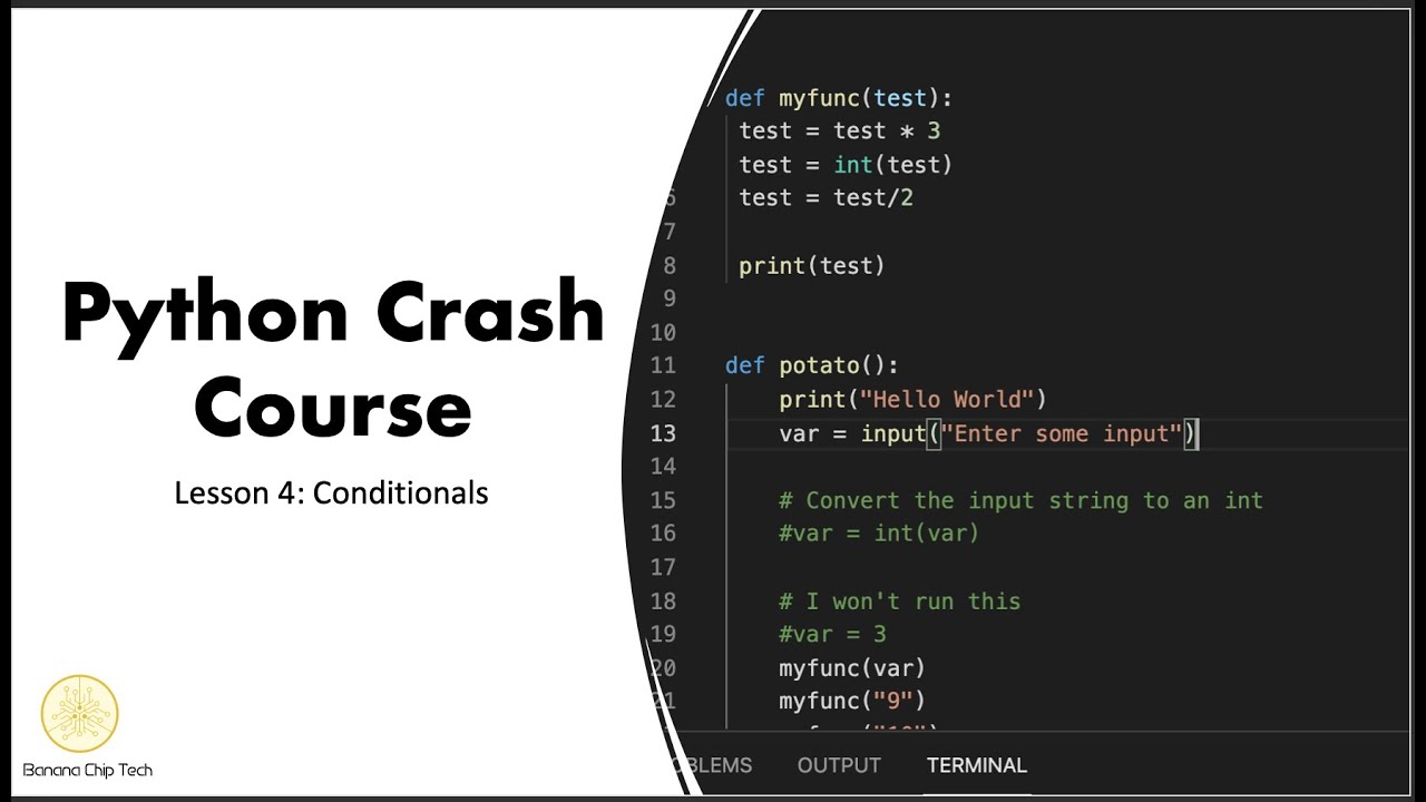 Conditionals | Python Crash Course Lesson4 - YouTube
