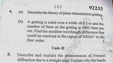 BSc Physics Hons 4th Sem Vibration & Wave Optics Question Paper