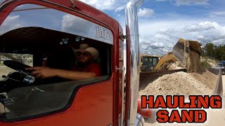 hauling SAND from the pit with my END DUMP trailer | Best sounding Kenworth with a 60 series detroit