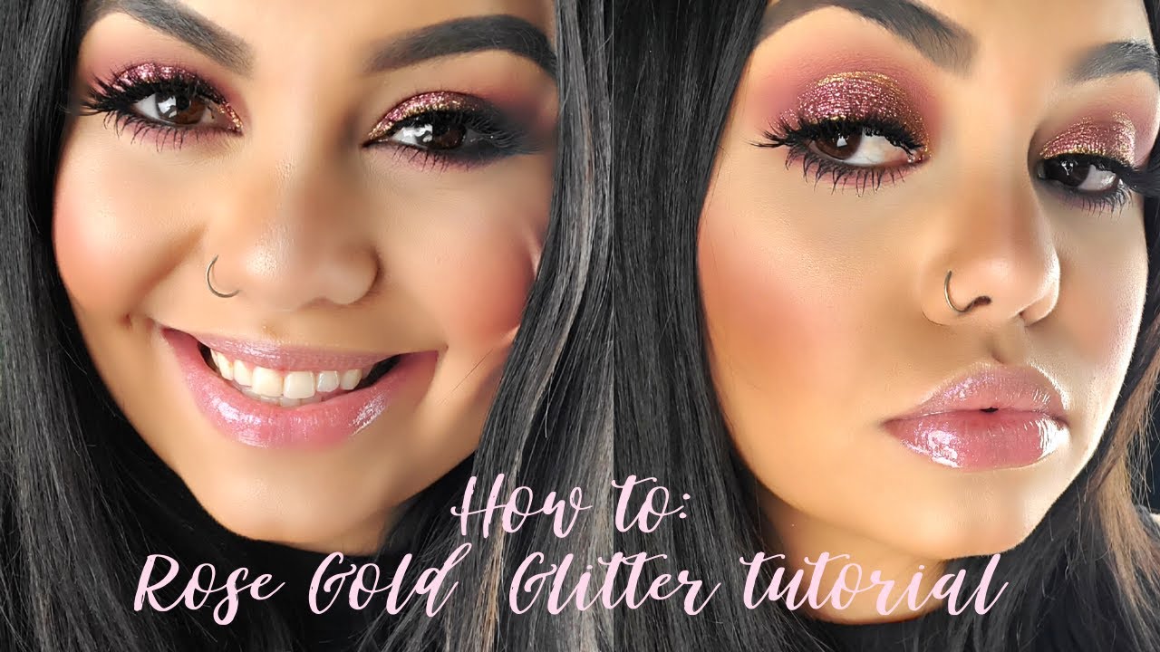 My FIRST EVER video! How to Rose Gold Glitter Makeup Tutorial YouTube