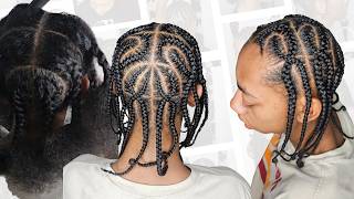 How to do Men Pop Smoke Inspired Criss Cross Alicia Keys Cornrow Stitch Braids Hairstyle