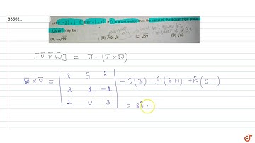 Let ` vec V=2 hat i+ hat j- hat ka n d vec W= hat i+3 hat kdot` If ` vec U` is a unit vector,