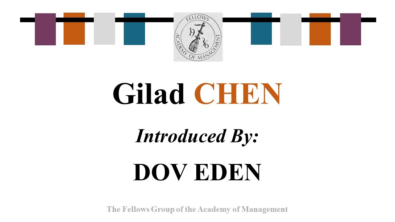 2020 Program - Inductee Gilad Chen, Introduced by Dov Eden