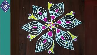 Creative Padi kolam / geethala muggulu / Friday kolam/ Padi kolam with 7 dots