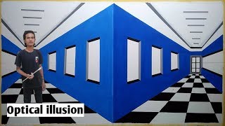 OPTICAL ILLUSION 3D WALL PAINTING | MURAL DINDING 3D | 3D WALL DECORATION EFFECT