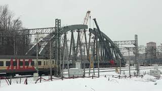 Строительство моста ВСМ через канал им. Москвы в Химках (февраль 2024 г.)