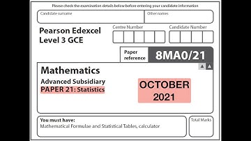 Edexcel LINEAR AS Level - October 2021 - Statistics