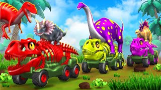 Dino Skeleton Trucks Rescue: Jurassic World Adventures 2024 | Dinosaur Cartoons