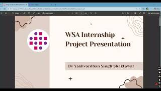 WSA Internship Video Presentation