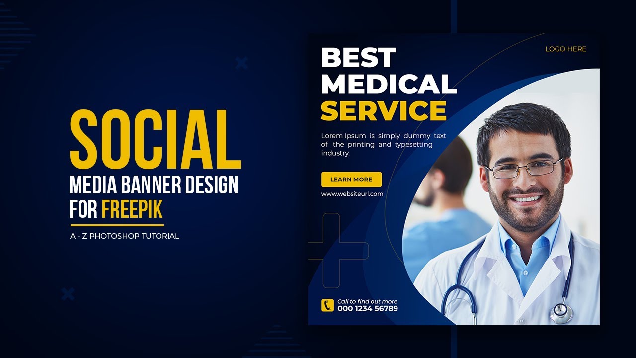 How to Create Medical and Healthcare Social Media Post Banner Design in Photoshop.
