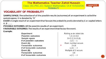 Lesson # 25SC   Probability SC,PSC,JC   by Zahid Hussain
