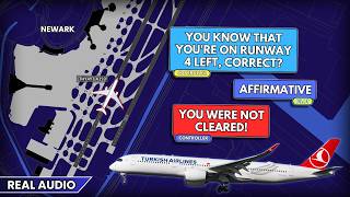 Airplane Enters Active Runway Without Clearance. Runway Incursion At Newark. Real Atc