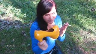 Natalia Funny Entertainment Smoking And Licking Her Pumps Outdoor -
