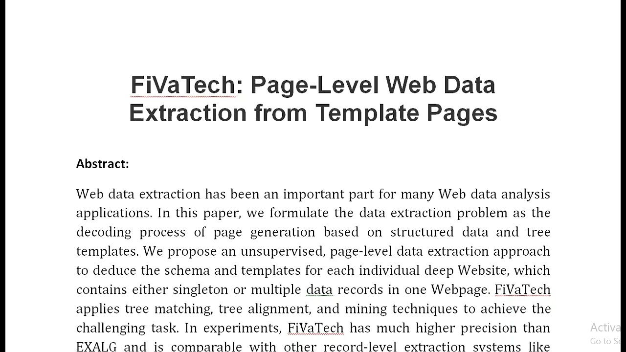 FiVaTech Page Level Web Data Extraction from Template Pages