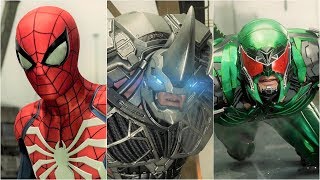 ... this is a video featuring spider-man fighting rhino and scorpion
in shipping yard a...
