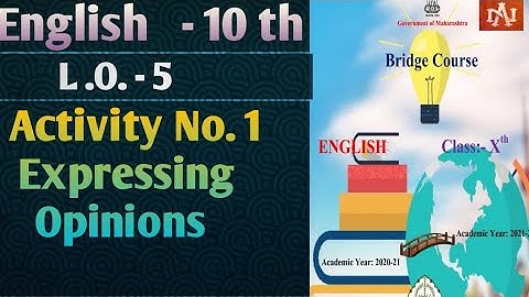 Std.10 Bridge course English | L.O. 5 Activity-1| Expressing Opinion | by Narayani Tech Academy