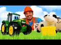 ¡El tractor de juguete construye un puente! Tractores de juguete. Vídeos  para niños de coches.