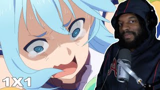 WATCH THIS WITH ME YALL LMAO | KONOSUBA SEASON 1 EPISODE 1 (REACTION)