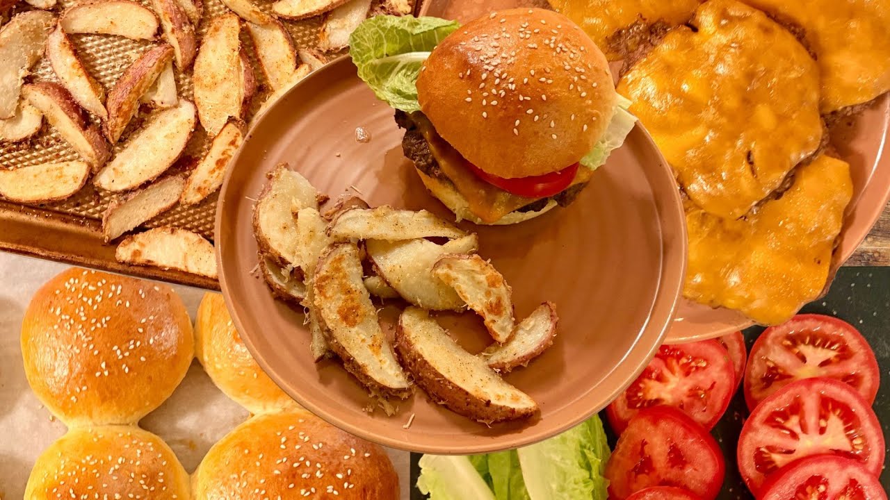 From-Scratch Cheeseburger on Homemade Sesame Buns + Parmesan Garlic ...