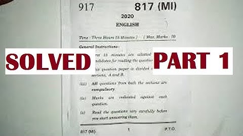 Class 10th UP Board Exam 2020, Enlish Paper 817 [Ml] Solution  Part 1