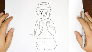 كيفيه رسم ولد يصلي ويدعو الله | رسم سهل ل ولد خطوه بخطوه | تعليم الرسم | rasm | drawing boy so cute